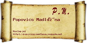 Popovics Madléna névjegykártya